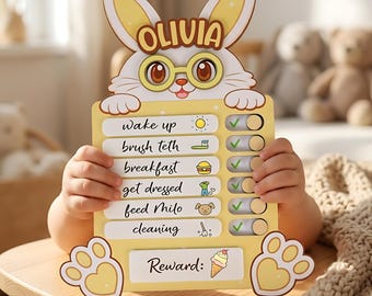Personalized Kids Chore Chart Reward Board, Custom Wooden Routine Chart, Toddler Responsibility Chart, Visual Schedule with Reward System
