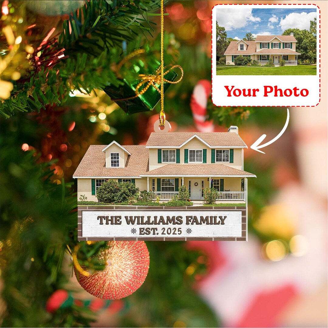 Custom House Photo Acrylic Ornament, Personalized Family Keepsake - Etsy