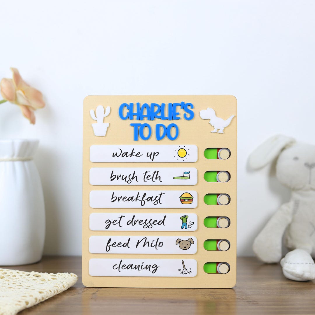 Customized Wooden Toddler Routine Chart, Visual Schedule for Kids ...