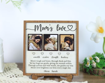 Personalized Mother Puzzle Photo Frame Wooden Sign with Custom Message, Mother’s Day Gift, Puzzle Piece Family Sign with Poem, Grandma gift