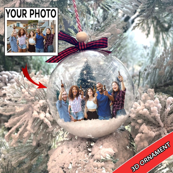 Customized Christmas Ball Ornaments, Friends Photo Ornaments, 3D Ball Ornament Gifts, Christmas Gift for Friend, Friendship Ornament