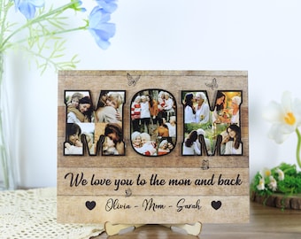Personalized MOM Wooden Photo Frame with Kids Names and Puzzle Pieces, Mother’s Day Gift for Mom Grandma, Custom Family Photo Keepsake