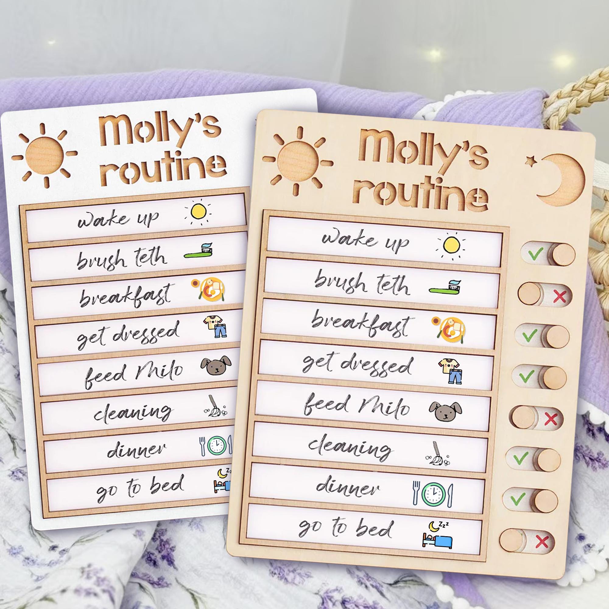 Personalized Kids Routine Chart, Custom Morning Routine Board for ...