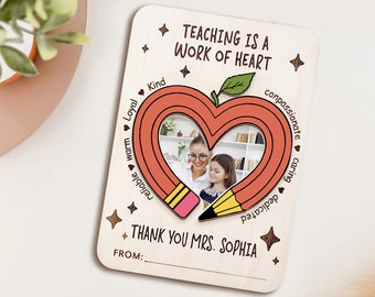 Teaching Is A Work Of Heart, Photo Fridge Magnet Teacher Appreciation Gift, Teacher Appreciation Gifts, Back To School, Custom Teacher Gifts