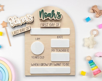 Custom First & Last Day School Sign: Wooden Photo Prop