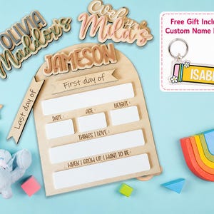 Personalized First Day of School Sign, Custom Back to School Dry Erase Board, Reusable 1st Day & Last Day Photo Prop image 1