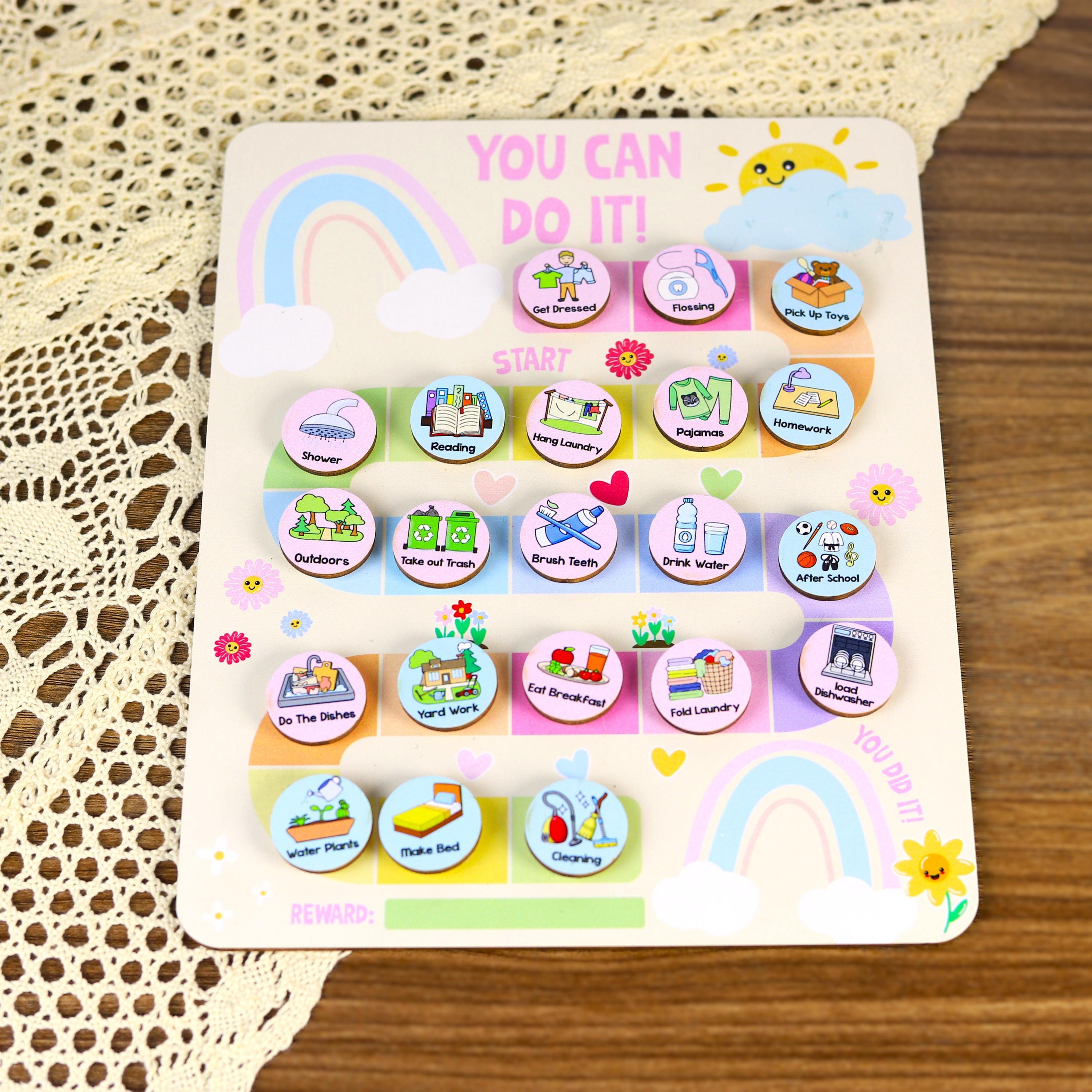 Daily Routine Velcro Personalized Kids Routine Chart With Velcro Tokens, Custom Wooden Chore ...