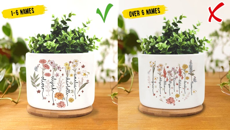 Pot de fleur personnalisé pour le mois de naissance, cadeau pour les amateurs de jardinage, pot de fleur d'extérieur, fleurs de naissance pour maman, cadeau pour la fête des mères image 2