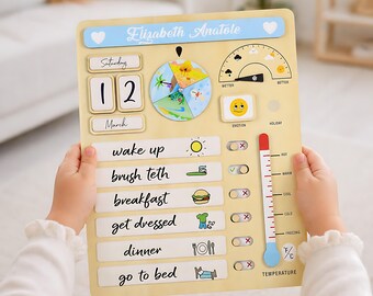 Customized Wooden Toddler Routine Chart, Visual Schedule for Kids, Daily Routine chart, Chore Chart for Kids, Homeschool Schedule