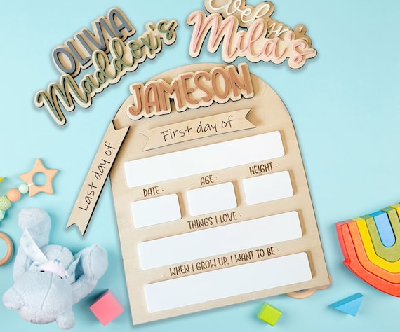 Personalized Interchangeable First&Last Day of School Sign, Back to school,  School Grade board, Wood Photo Prop