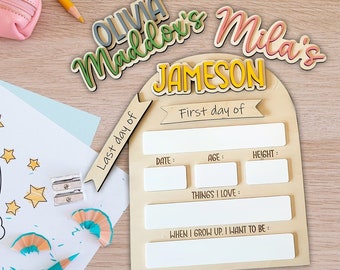 Customized First & Last Day School Sign: Reusable Wood Board