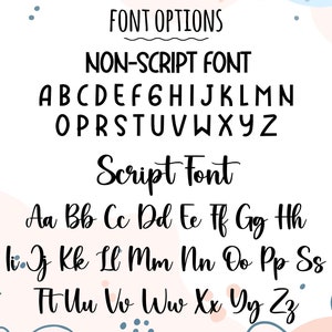 May include: A graphic showing two different font styles. The first is a non-script font with the letters A through Z in uppercase. The second is a script font with the letters A through Z in lowercase.