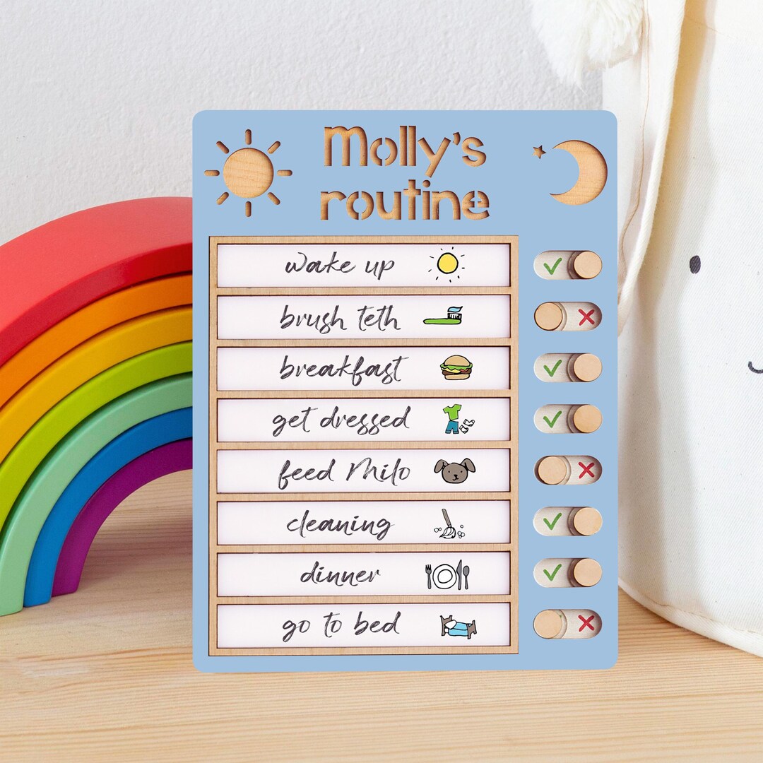 Customized Wooden Toddler Routine Chart, Visual Schedule for Kids ...