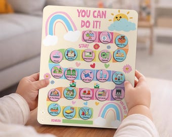 Personalized Kids Routine Chart with Velcro Tokens, Custom Wooden Chore Chart, Toddler Visual Schedule, Montessori Daily Routine Board