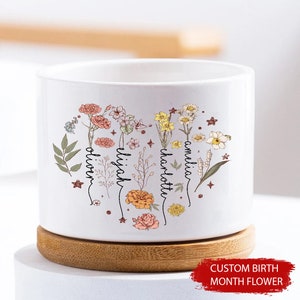 Pot de fleur personnalisé pour le mois de naissance, cadeau pour les amateurs de jardinage, pot de fleur d'extérieur, fleurs de naissance pour maman, cadeau pour la fête des mères image 6