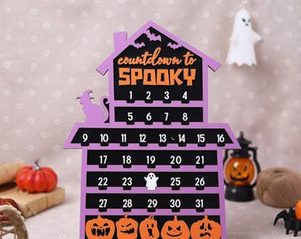 Haunted House Halloween Countdown Calendar: Spooky Coffin Sign