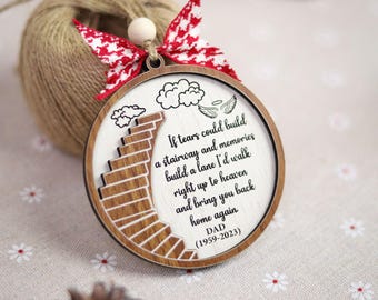 Personalized Memorial Ornament: Stairway To Heaven Loss of Mom Dad Sympathy Gift