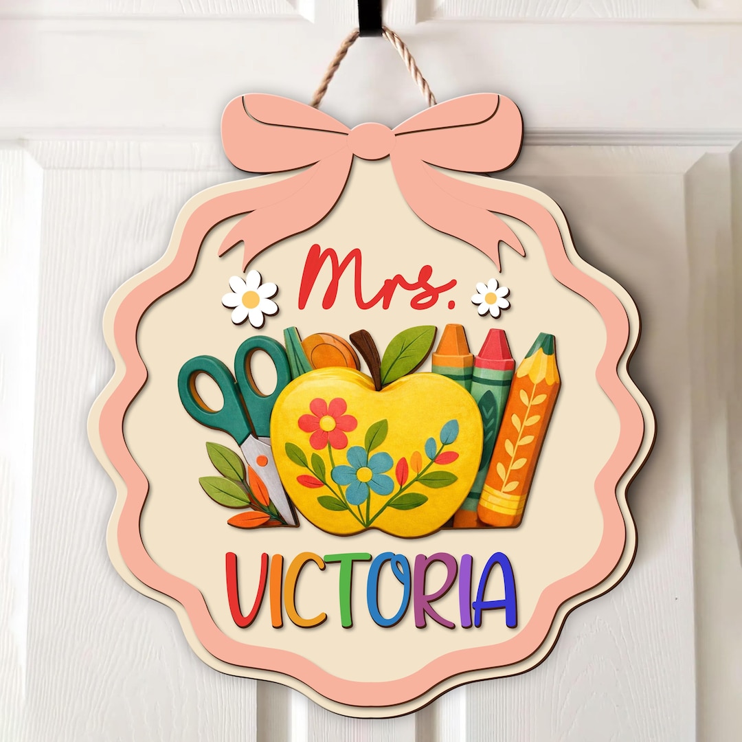 Personalized Teacher Door Sign, Custom 3D Teacher Door Sign - Back to ...