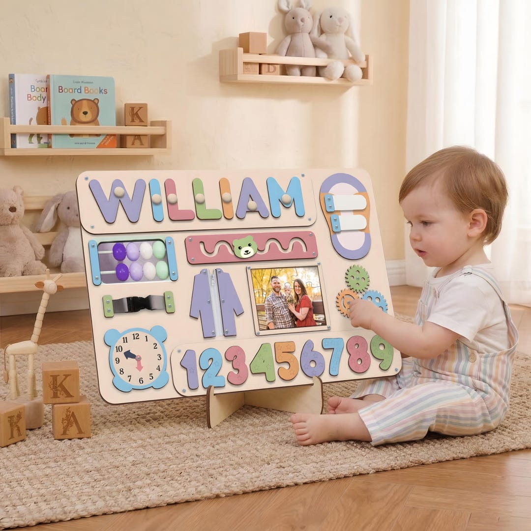 Personalized Busy Board, Custom Name Puzzle for Baby Boy or Girl ...