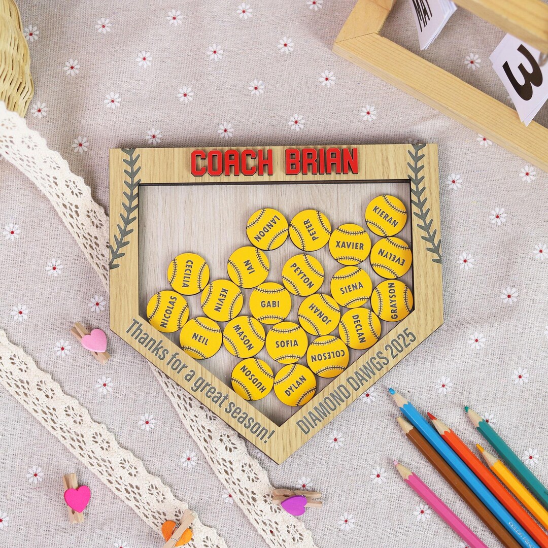 Softball Support. Sign Personalized Softball Coach Sign: Engraved MDF Shaker, End of Season ...