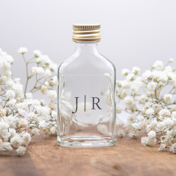 Mini bouteilles d'alcool | cadeau de mariage personnalisable | avec autocollant | 20 ml | pour les mariages, les enterrements de vie de garçon, les enterrements de vie de garçon, comme cadeau d'invité