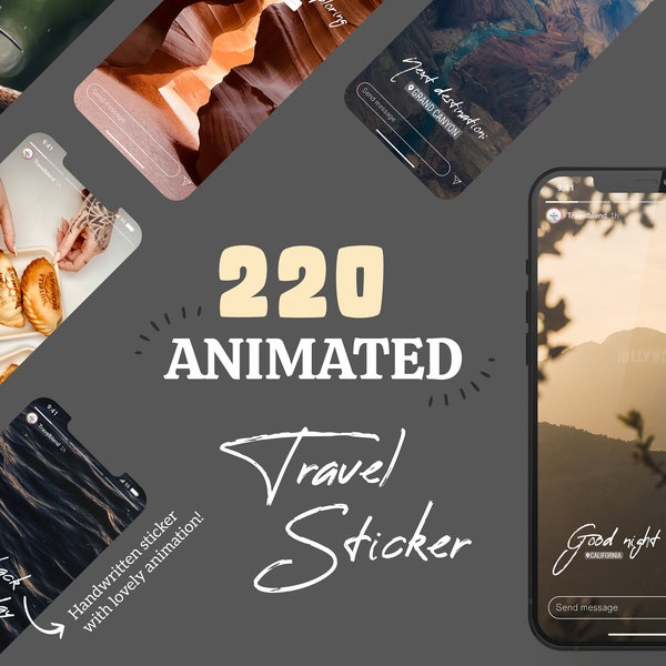 220 ANIMIERTE Sticker »Reisen« | Skalierbare und animierte Bilder für einzigartige Instagram-Stories | Perfekt für Travel-Liebhaber