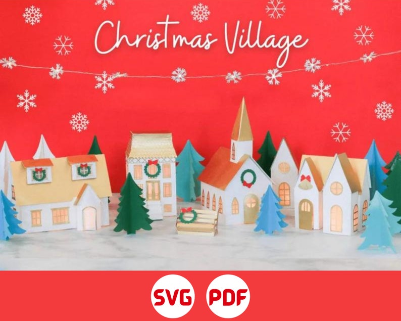 3D Christmas Village SVG Bundle: Set of 6 3D Svg PDF - Etsy