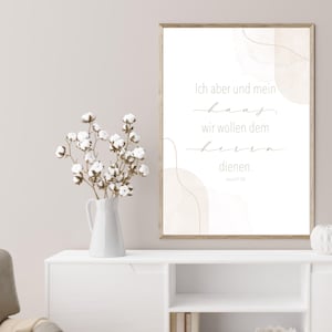 Christian Poster - Bible Verse "But I and my house will serve the Lord" - Perfect Housewarming Gift or Wedding Gift