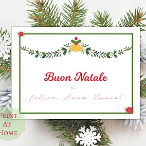 Italian Merry Christmas Greeting Card • Buon Natale e Felice Anno Nuovo • Italian Christmas Greetings • Instant Download Printable Cards