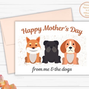 Biglietto stampabile per la festa della mamma per mamme di cani, buona festa della mamma dai cani, biglietto piegato con download digitale istantaneo, regali last minute per la mamma