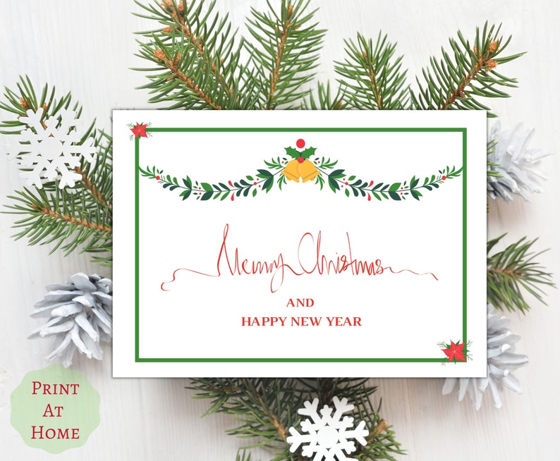 Merry Christmas Printable Card • Happy New Year Holiday Greetings ...