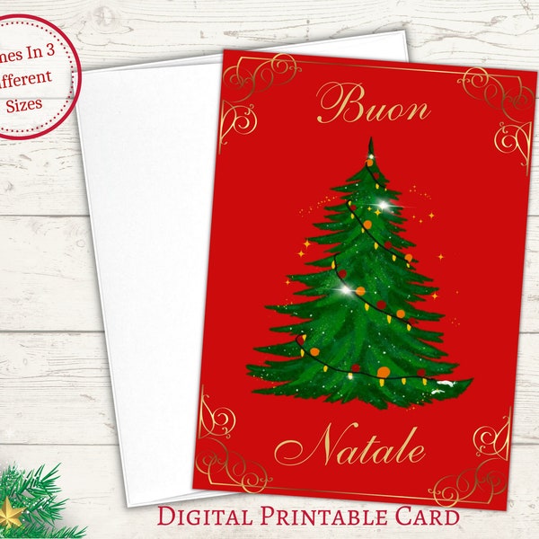 Italian Christmas Greeting Card • Buon Natale Biglietto Di Auguri • Cartolina di Natale Italiana • Printable Digital Download Xmas Cards