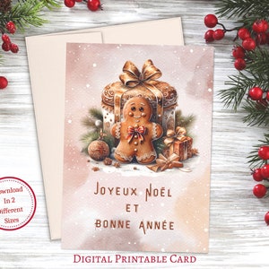 French Christmas Printable Card • Joyeux Noel et Bonne Année Carte de Voeux • Merry Christmas & Happy New Year • Holiday Greetings in French