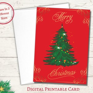 Buon Natale biglietto di auguri • Il miglior biglietto di Natale stampabile in digitale • Biglietti piegati in stile retrò vintage • Idee regalo di Natale con download immediato