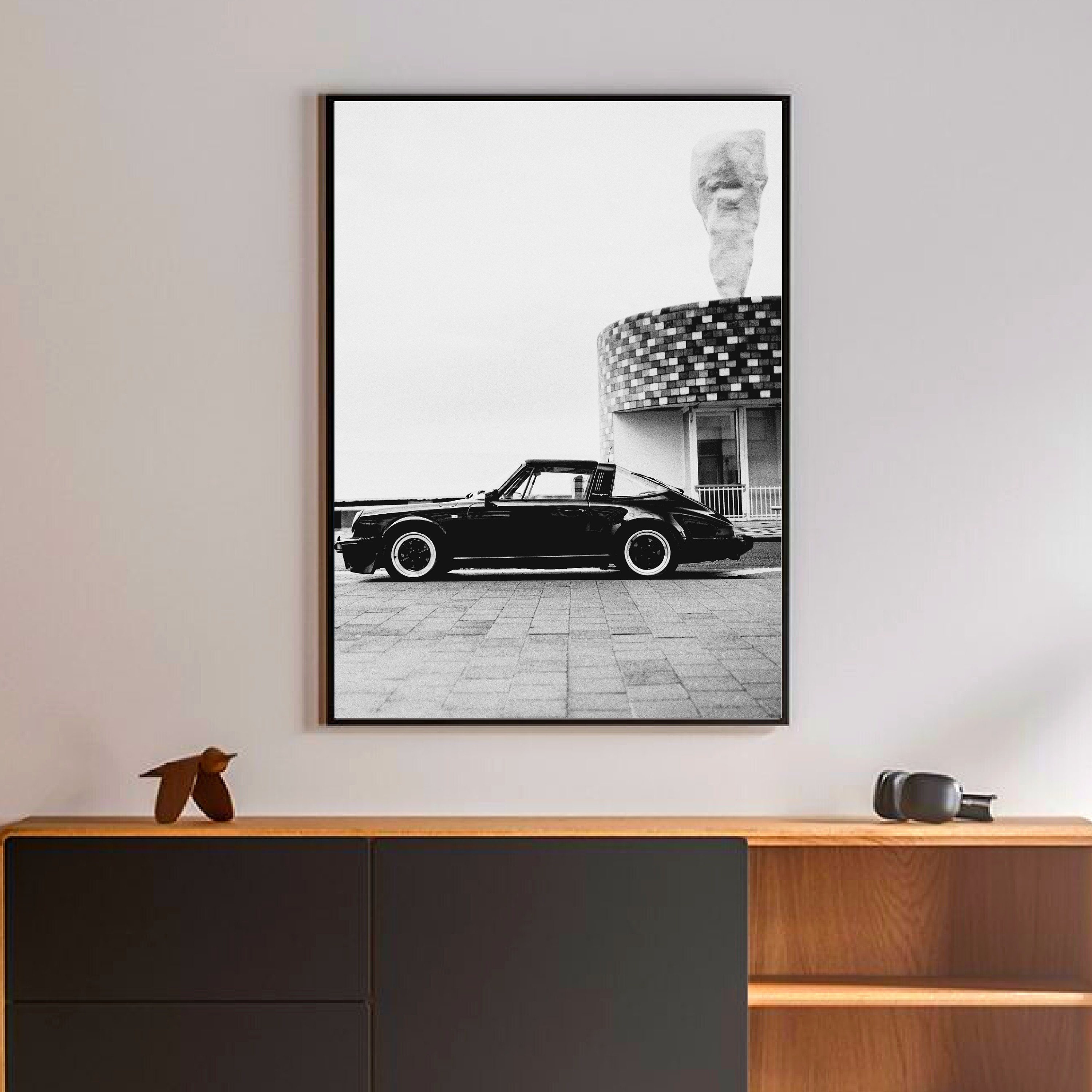 Old Black Porsche Wall Art Vintage 911 Porsche Print Retro Car Wall