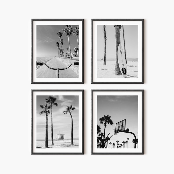 Set di 4 stampe digitali di Venice Beach Photography - Santa Monica Wall Art - United States Beach Poster - Venice Beach Wall Art - USA Poster