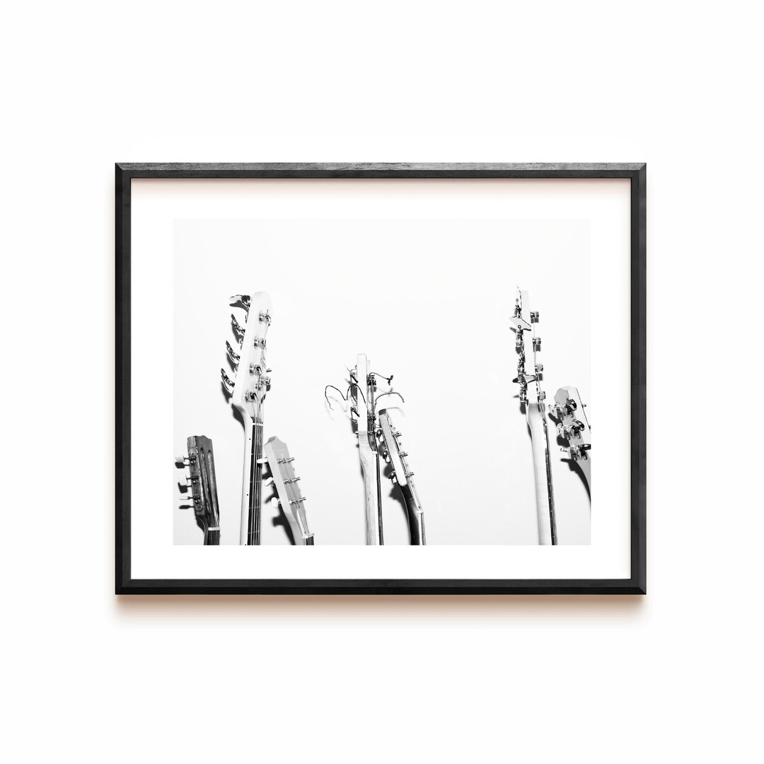 Guitars Wall Art Black and White Art Music Art Acoustic Guitar Print