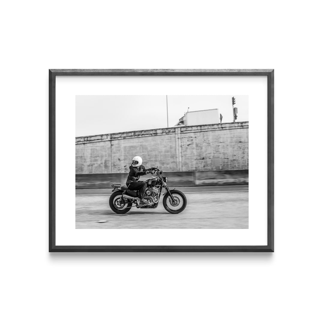 Harley Davidson in Motion Poster Black and White Harley Davidson Wall