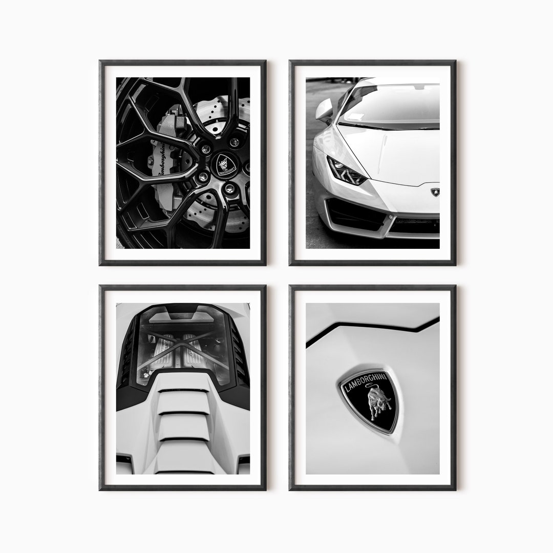 Set of 4 Digital Download Wall Art Black and White