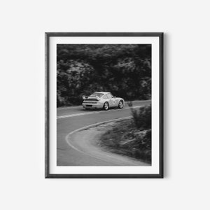 Porsche 911 On the Road Digital Download Poster - Old Porsche Wall Art - Vintage Porsche - Retro Vehicle - Black And White Porsche Wall Art