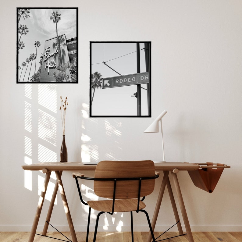 Los Angeles Set of 4 Printable Wall Art Los Angeles Black and White