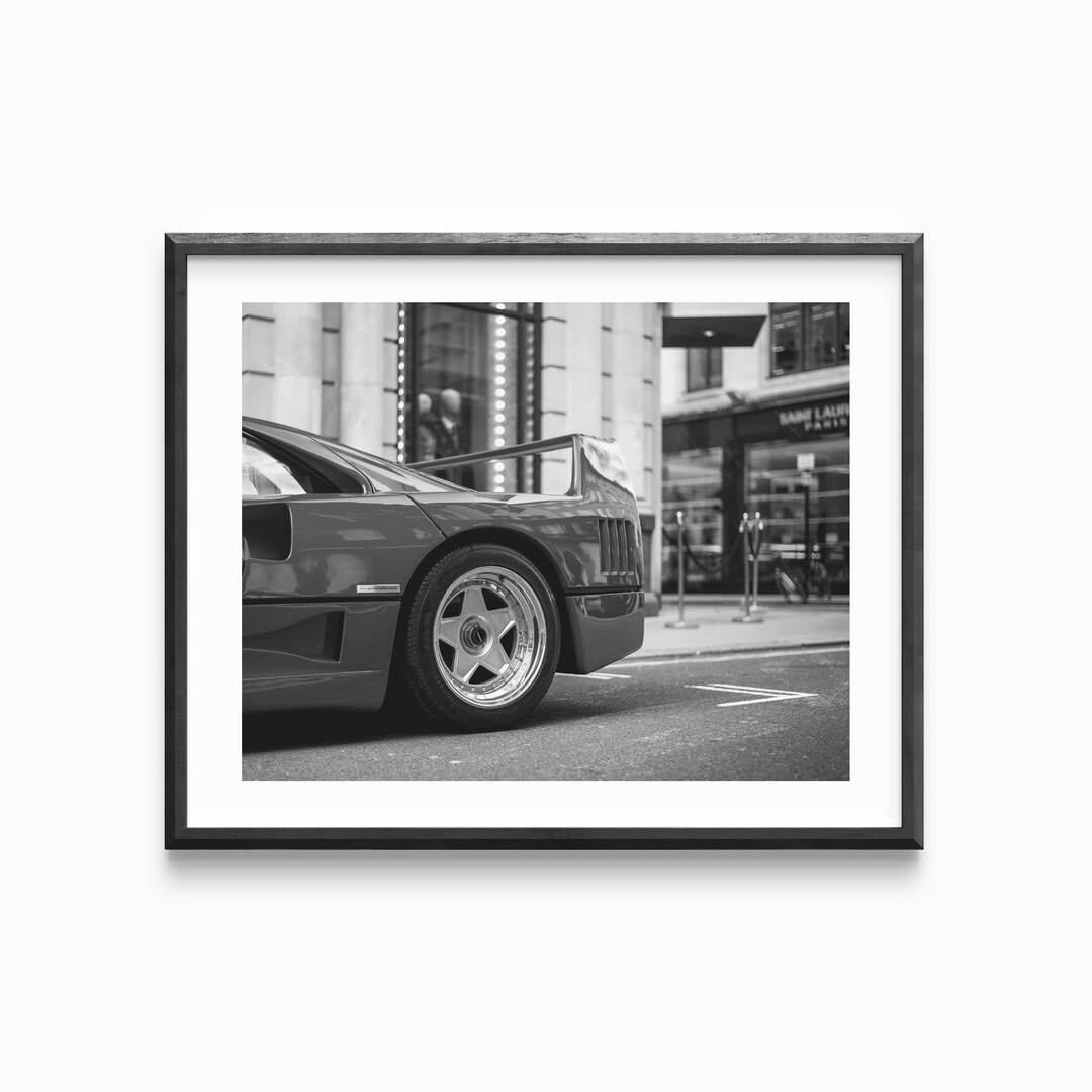 Rear View of a Ferrari F40 Black and White Wall Art Digital Download Vintage Ferrari Poster