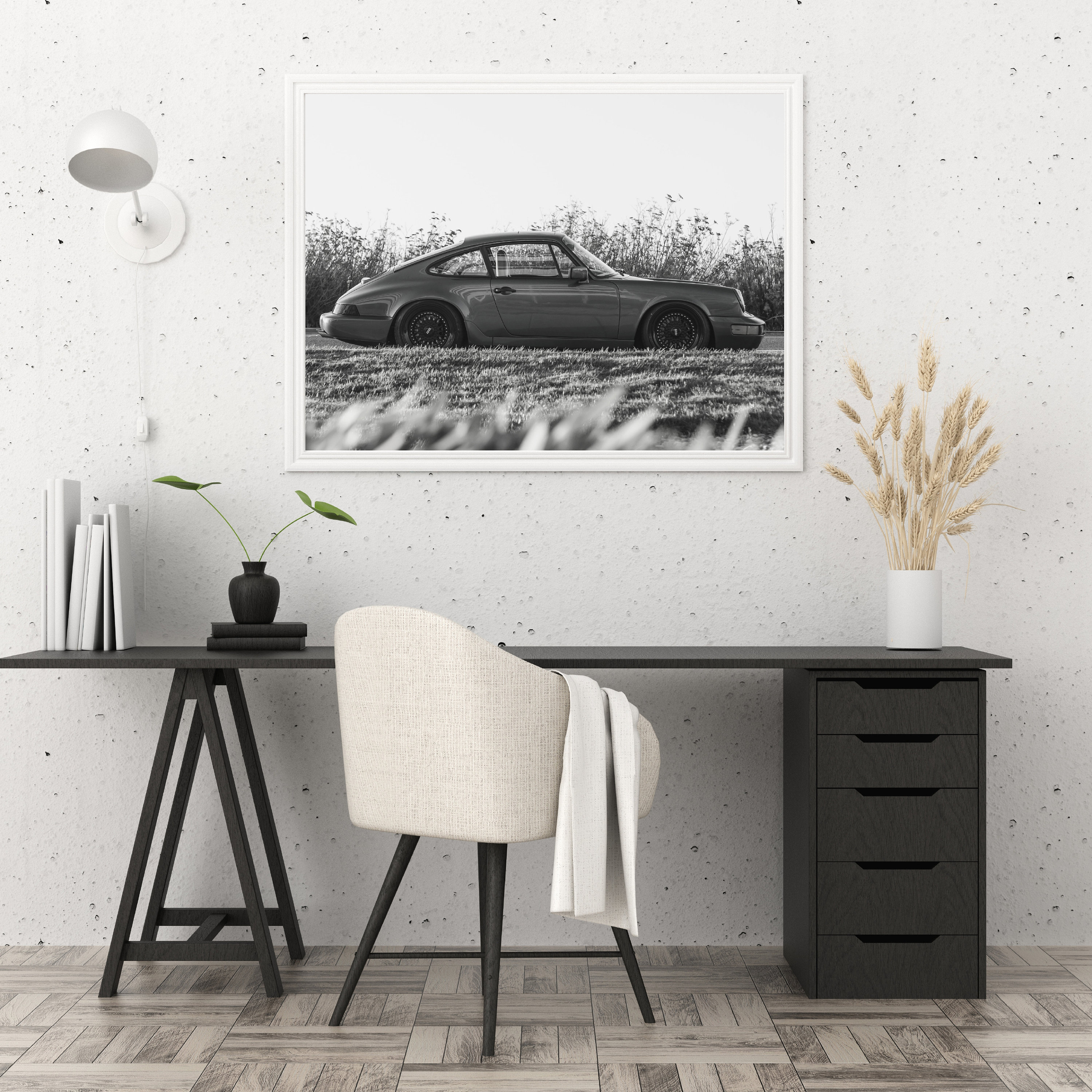 Vintage Porsche Parked in the Middle of the Road Digital Download Print ...