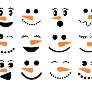 12x Vinyl Decal Snowman Faces! You choose size! Ornament, Mug,Laptop,  Christmas Crafts, frosty, Snowman, Tumbler, resin, Vinyl, Sticker