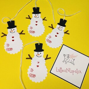 クリスマスギフトタグ 4個 紐付き ギフトタグ カードストック 手作り雪だるま フロスティ