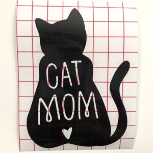 CAT MOM silhouette heart die-cut Vinyl 4.75&quot;x3.5&quot; Window Decal Sticker Car SUV