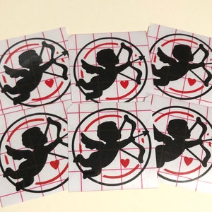Set di 6 o 12 decalcomanie fustellate Cupido di San Valentino per ornamenti, oggetti di artigianato, cartoline, ecc.