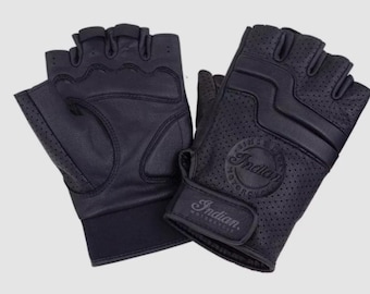 New leather fingerless Indian riding gloves Motorcycle gifting You choose Size