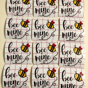 Set di 6 o 12 decalcomanie fustellate BEE MINE di San Valentino per ornamenti, oggetti di artigianato, cartoline, ecc.