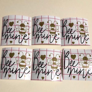 Set di 6 o 12 decalcomanie fustellate BEE MINE di San Valentino per ornamenti, oggetti di artigianato, cartoline, ecc.